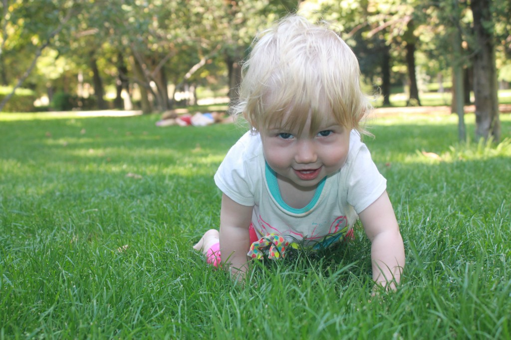 Mrs T in Madrid park, Spain