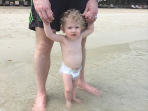 Dipping her toes into the sea, Langkawi