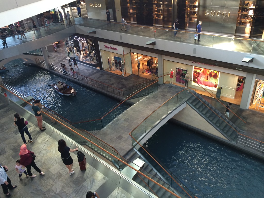 Canals inside the mall at Marina Sands