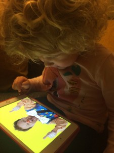 Mrs T playing Mr Tumble gamd on iPad