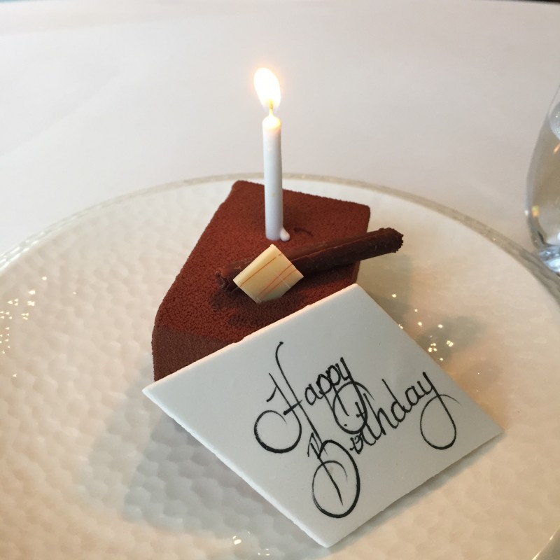 Complimentary birthday cake at Marcus Wareing