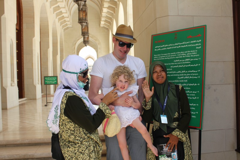 Mrs T getting papped at The Grand Mosque, Oman