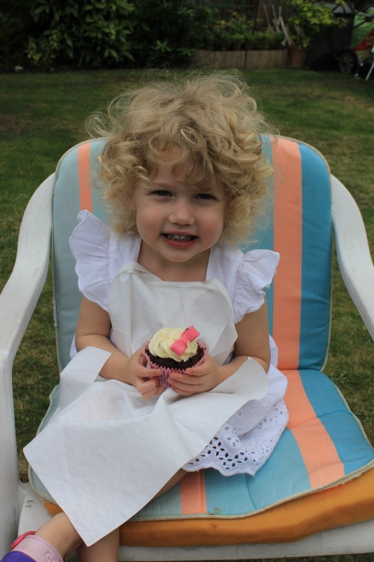 Mrs T with her Minnie Mouse cupcake