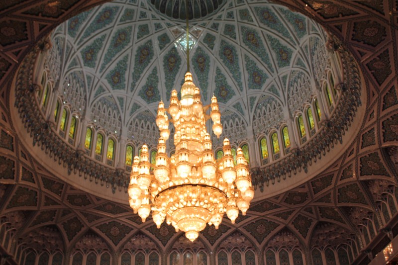 Chandelier in the main prayer room at the Grand Mosque, Muscat