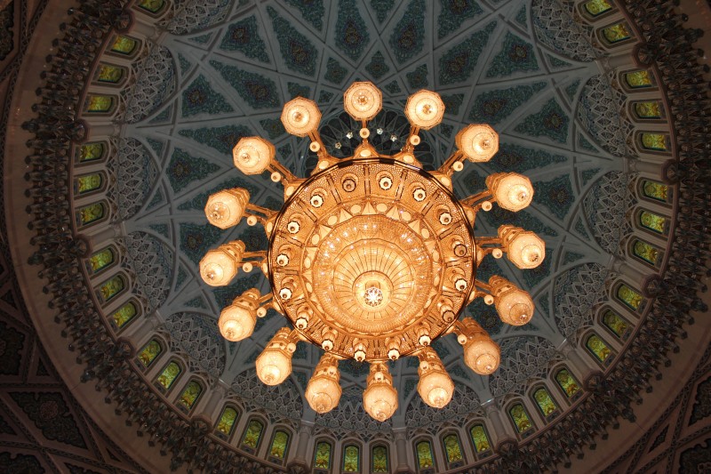 Chandelier in the main prayer room at the Grand Mosque, Muscat