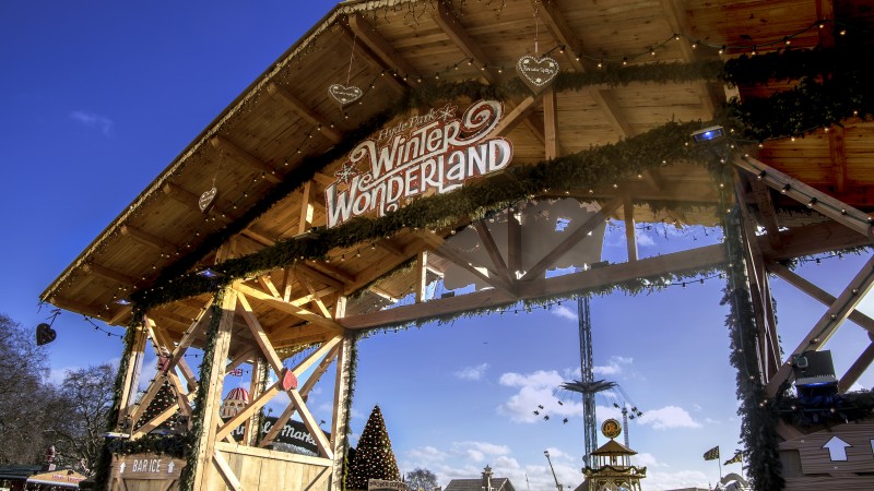 Entrance to Winter Wonderland in Hyde Park, an activity at Christmas in London with kids