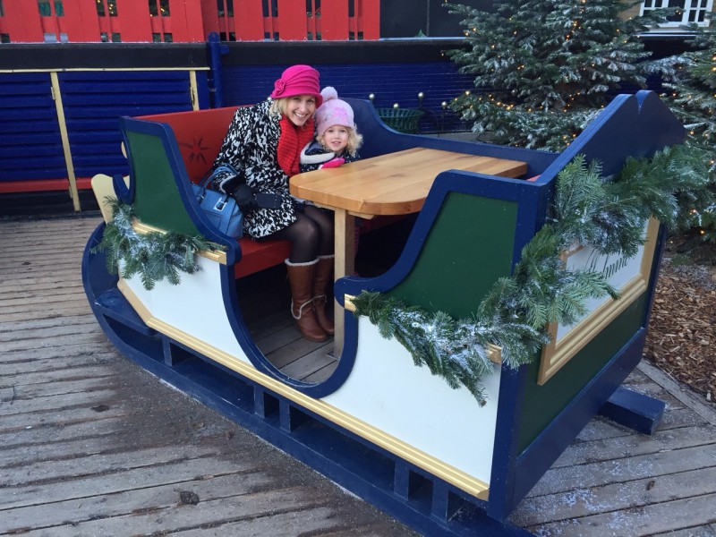 On a 'sleigh' at Tivoli Gardens
