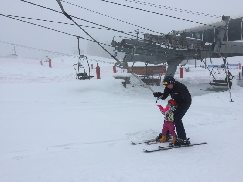 Mrs T goes on the drag lift with daddy