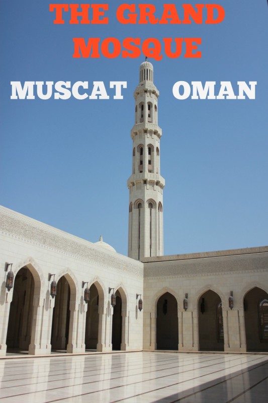Visiting the Grand Mosque, Muscat, Oman with children