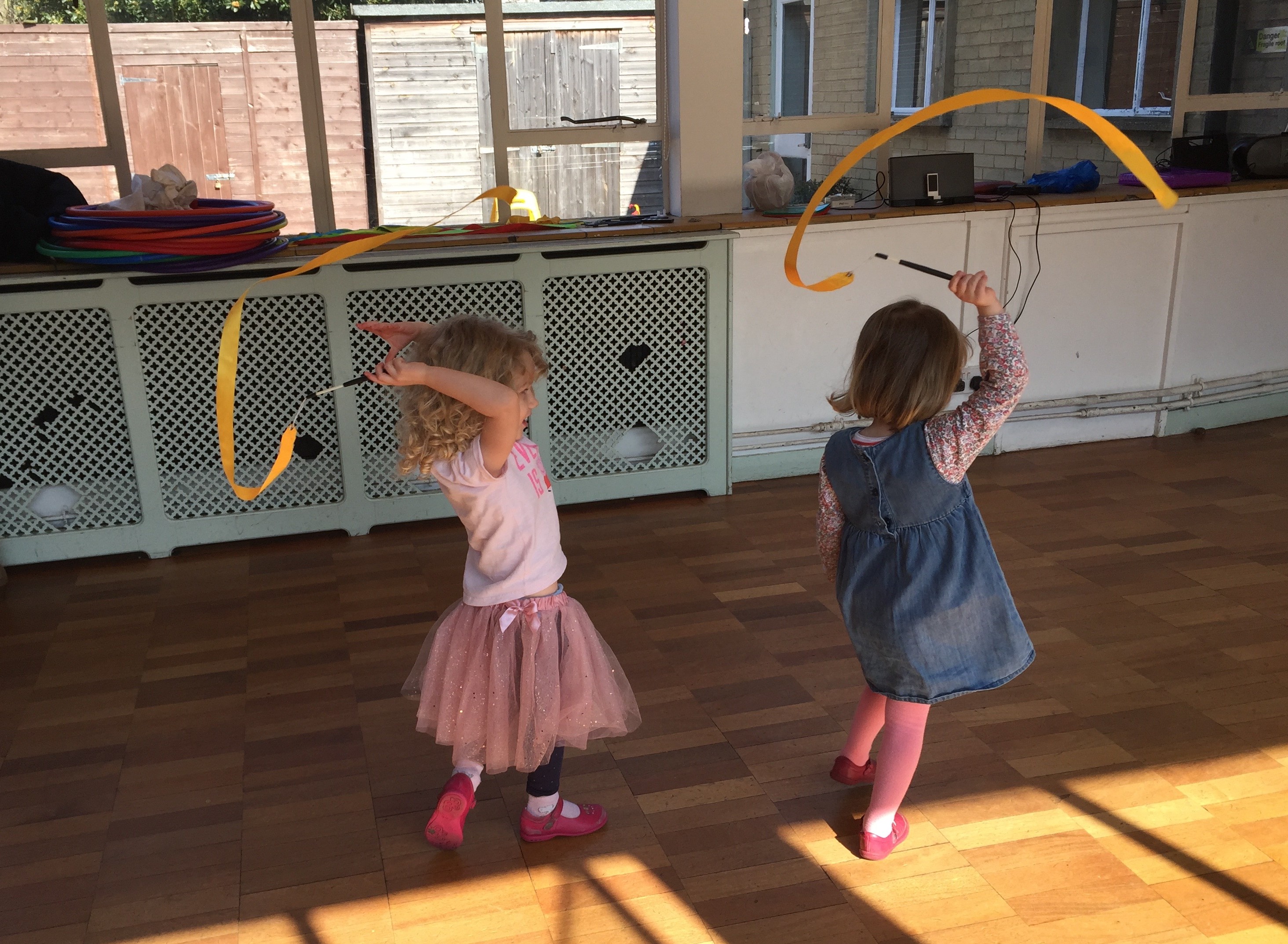 Mrs T plays with ribbons at diddi dance
