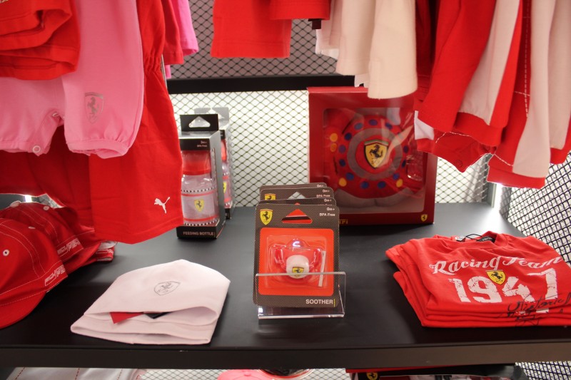 Souvenir's on offer at the gift shop at the Ferrari Museum