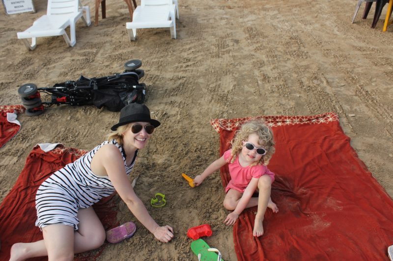 Wander Mum and Mrs T on Matara beach in Sri Lanka