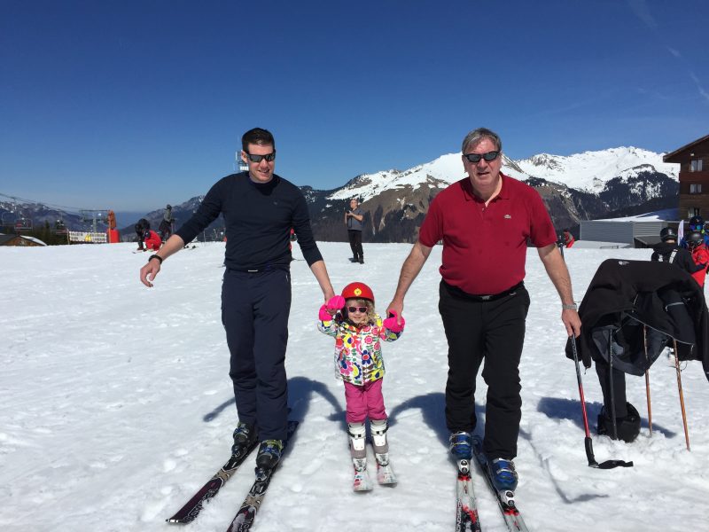 Family skiing in Morzine, France
