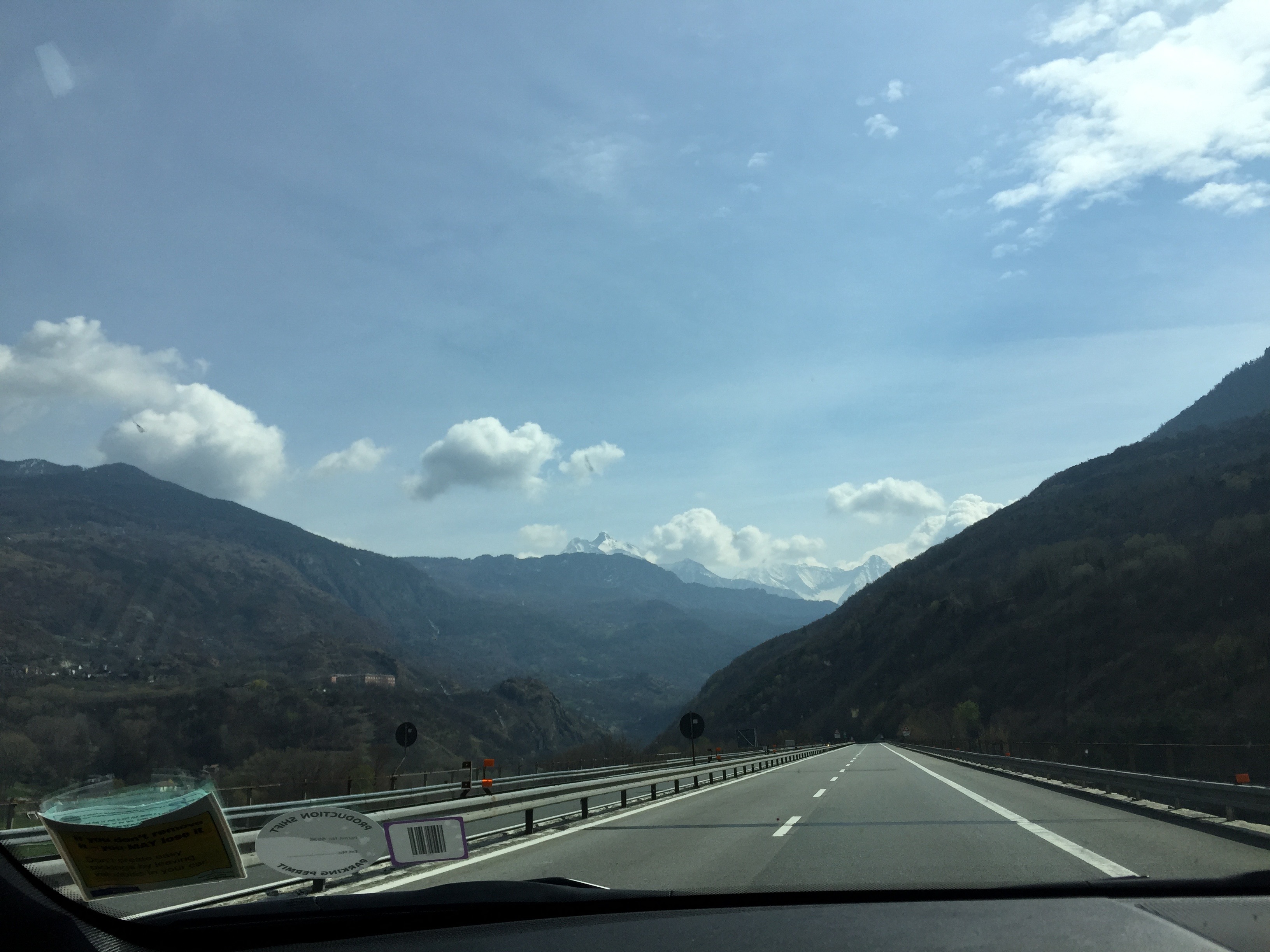 Driving through Italy after the Mont Blanc tunnel