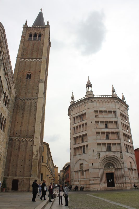 Parma cathedral bell tower and baptistery 