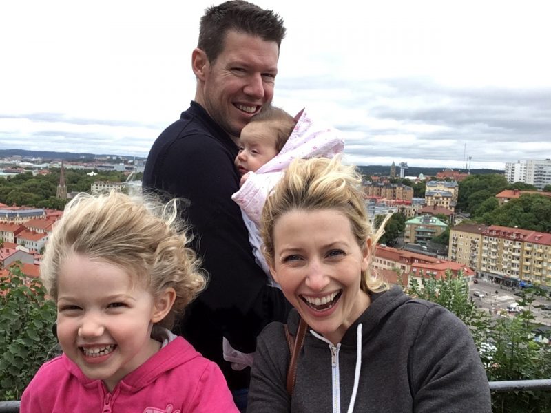 Wander Mum and family at top of the Fortress Skansparken, Gothenburg, Sweden