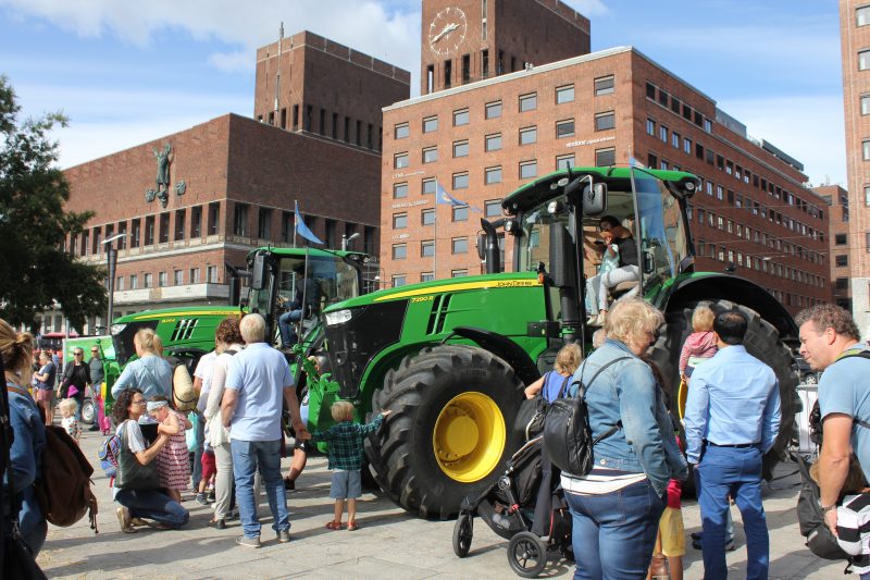 A tractor event taking place outside the City Hall in Oslo
