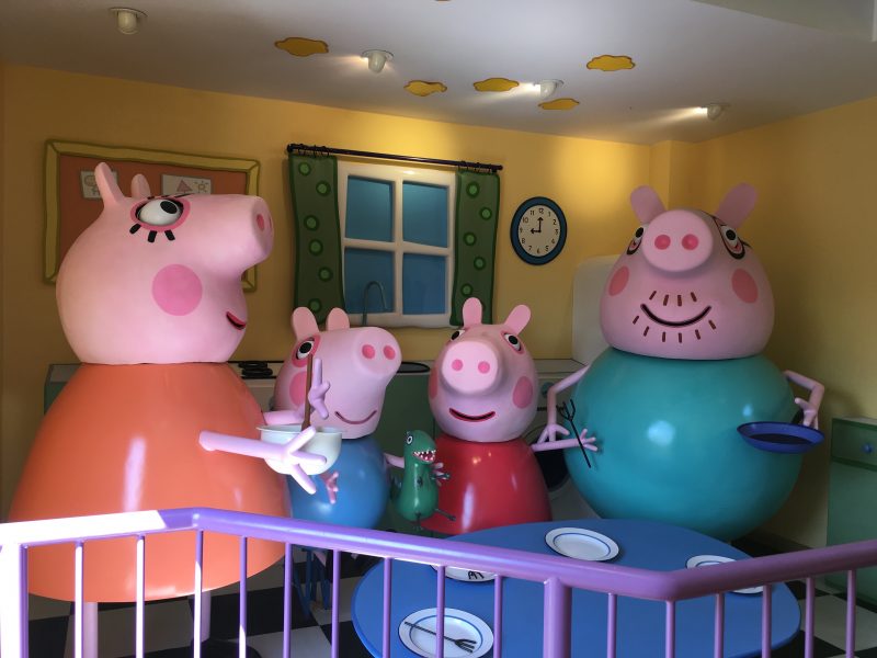 Peppa Pig and family at Peppa Pig World