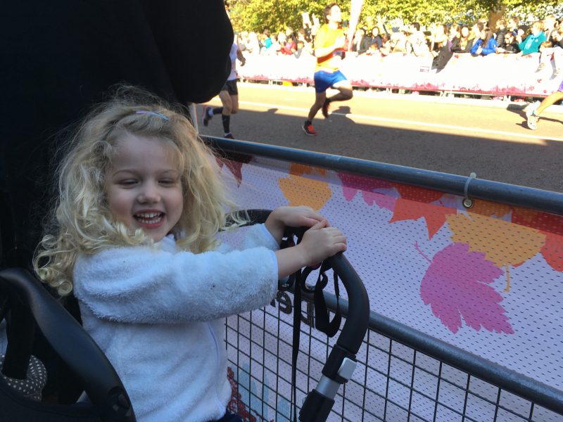 Mrs T watching the Royal Parks half marathon, london