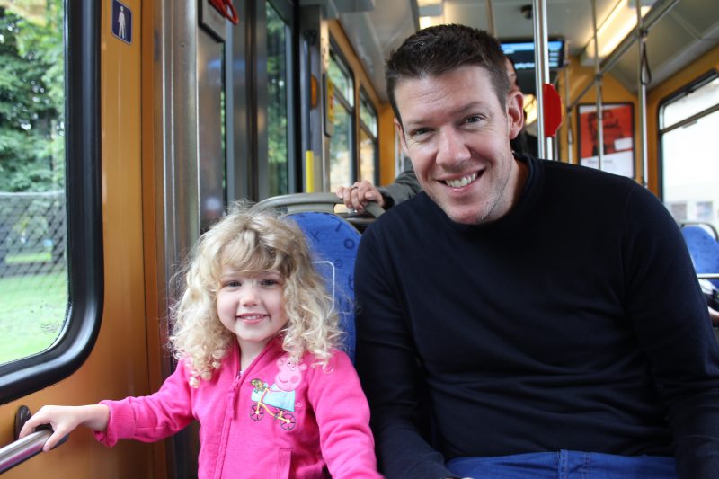 Mrs T and daddy on tram