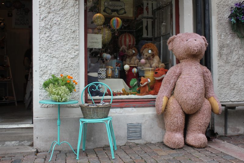 Teddy outside a shop in Haga district, Sweden