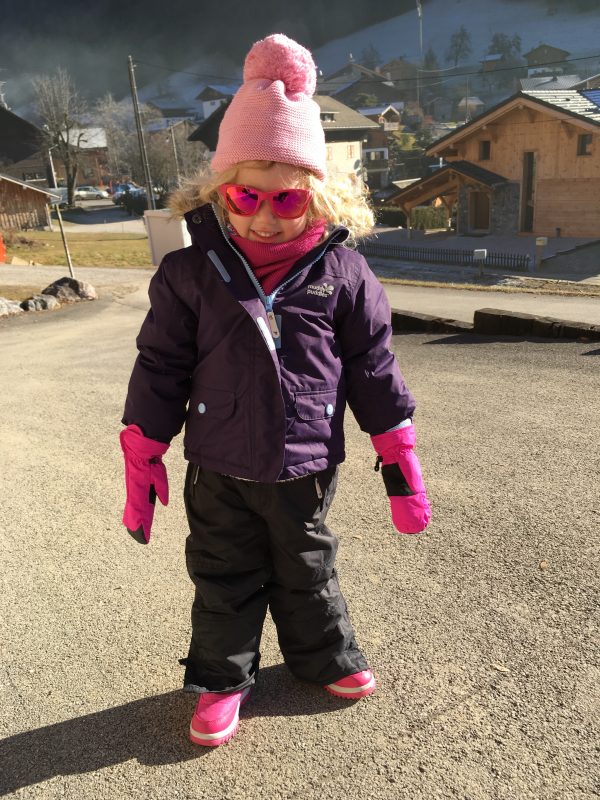 Mrs T wearing Muddy Puddles skiwear