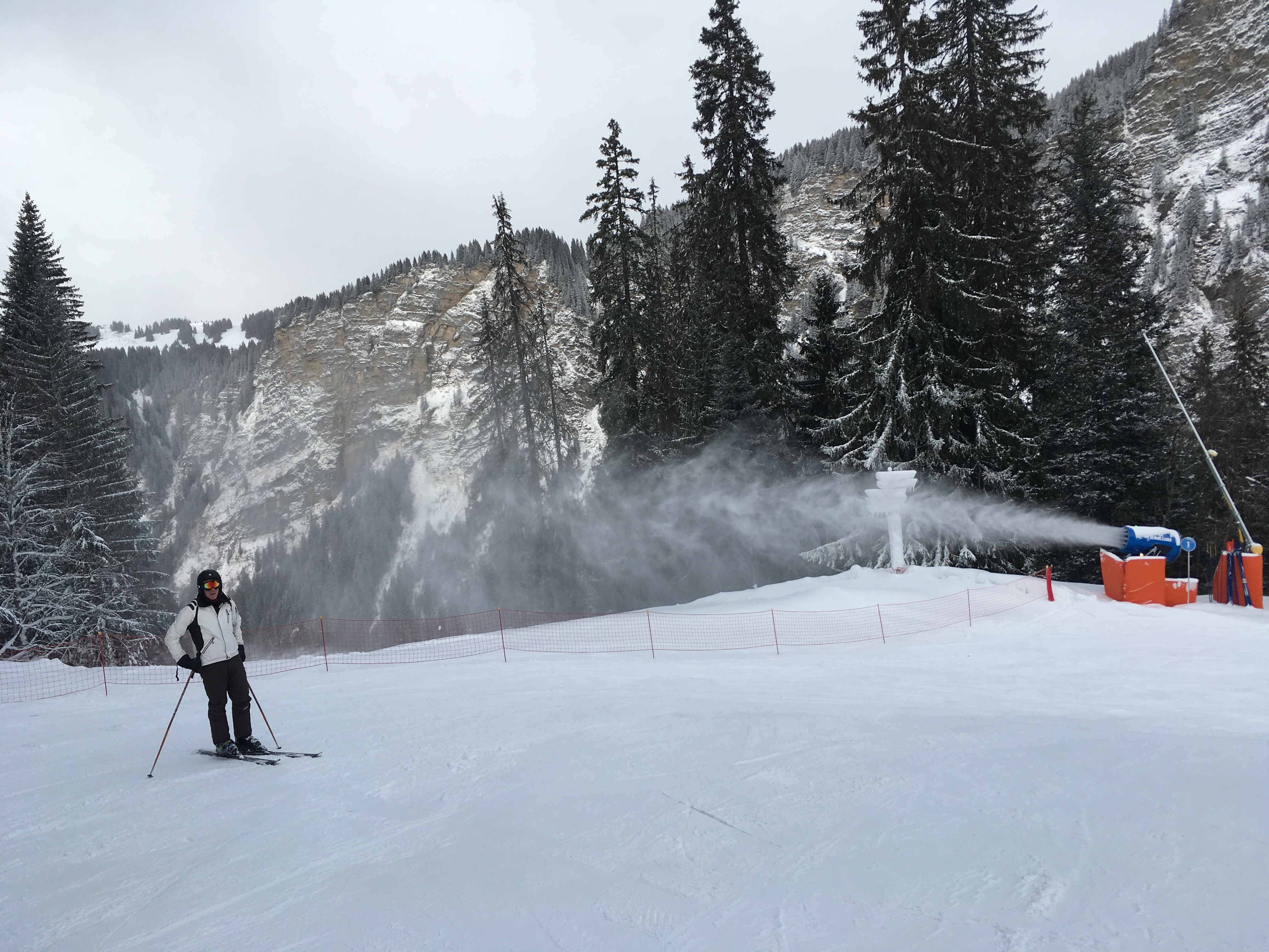 Snow cannon in action in Avoriaz, France