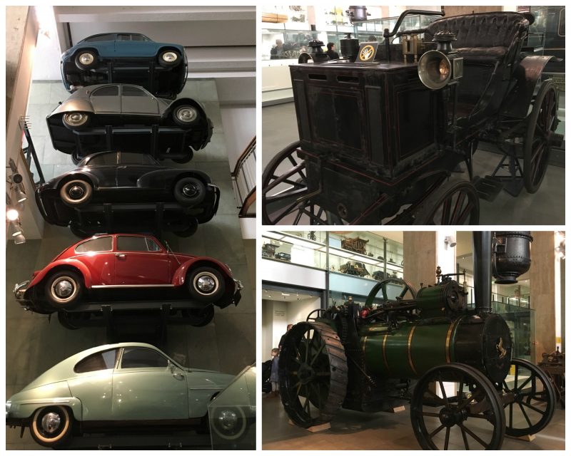 Cars on display at the Science Museum