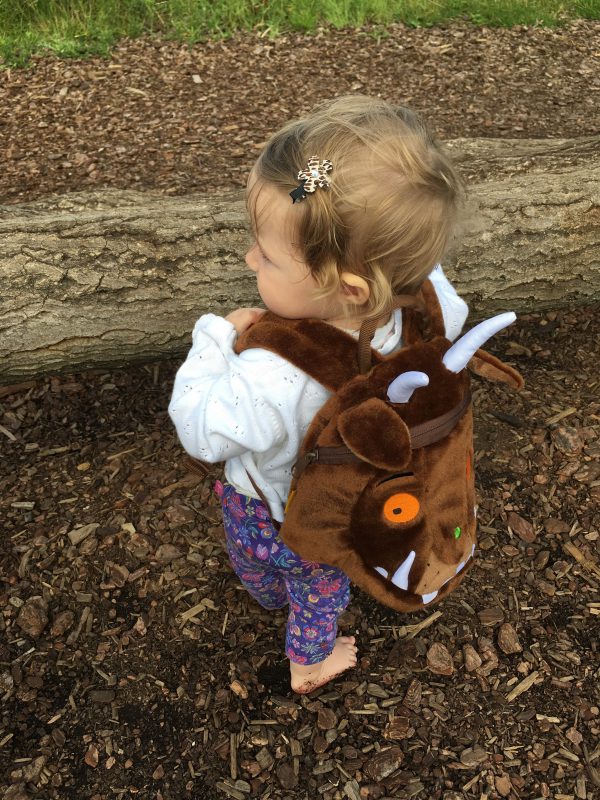 Cheeky wearing Gruffalo LittleLife day pack