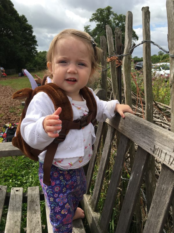 Cheeky wearing Gruffalo LittleLife day pack