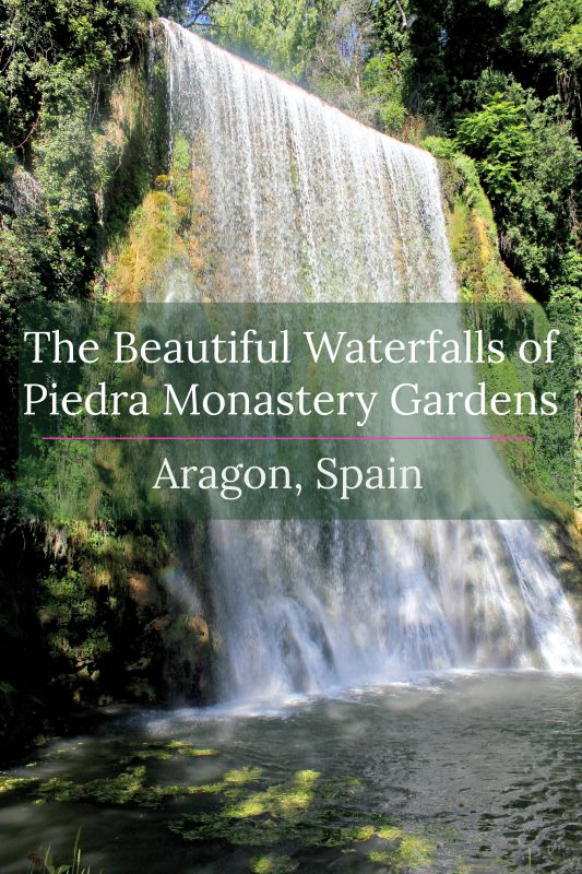 The beautiful waterfalls of Piedra Monastery Gardens, Zaragoza, Aragon, Spain