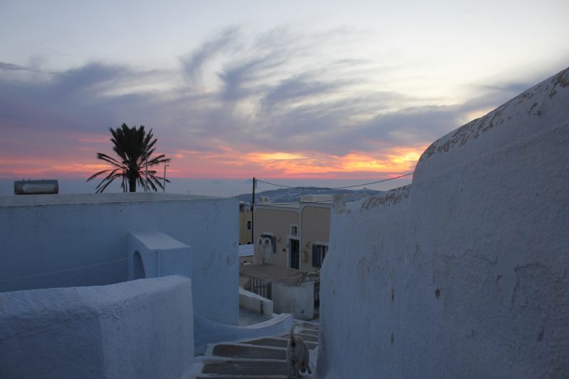 Sunset in Pyrgos, Santorini, Greece