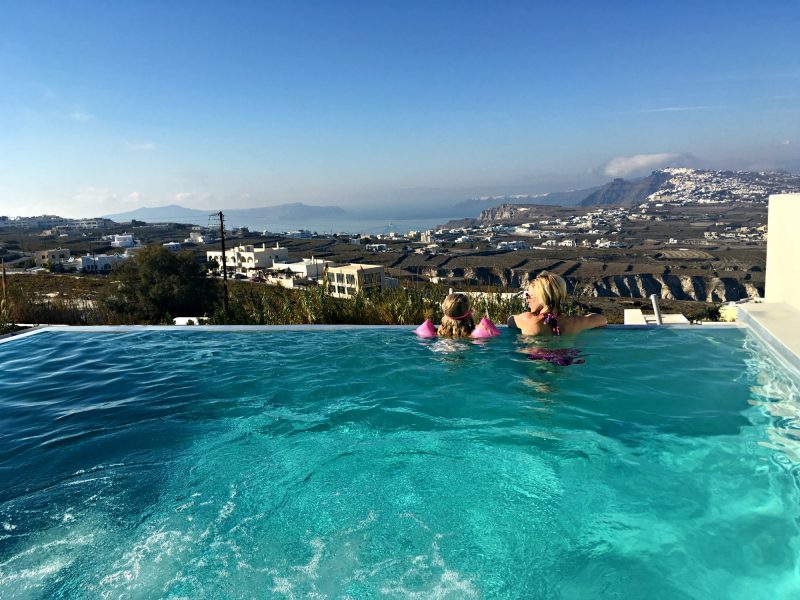 View from airbnb apartment in Pyrgos, Santorini