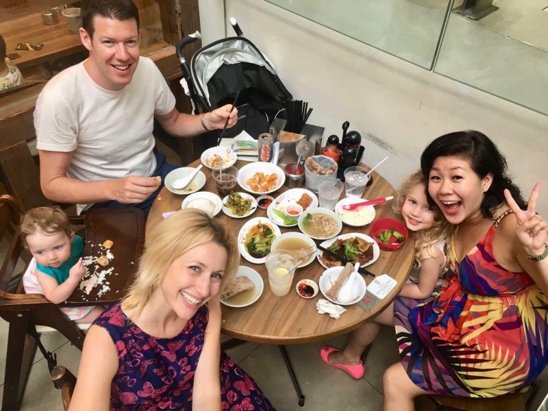 Eating food in Singapore