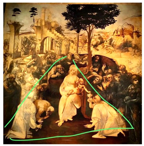 Leonardo da Vinci's Adoration of Magi, Uffizi with triangle rep