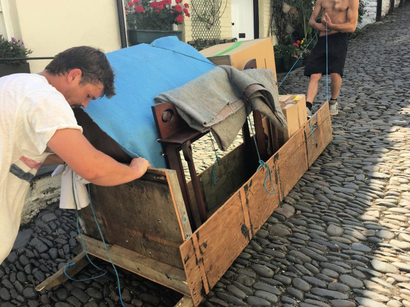 Clovelly life: Sledges are used to transport goods in the hilltop, car free village