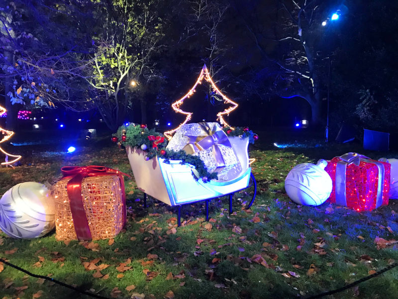 A light display of gifts and presents at Kew Gardens for Christmas at Kew 2021